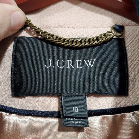 J. Crew Arianna Dusty Pink w/ Navy Collar Contrast TopCoat Wool Blend Size 10 - Picture 6 of 16